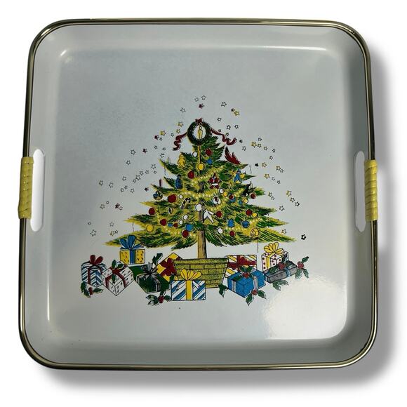 Vintage Apex Lacquer Ware Christmas Tree Tray Set of 3 Sizes Japan Nesting - Picture 6 of 10